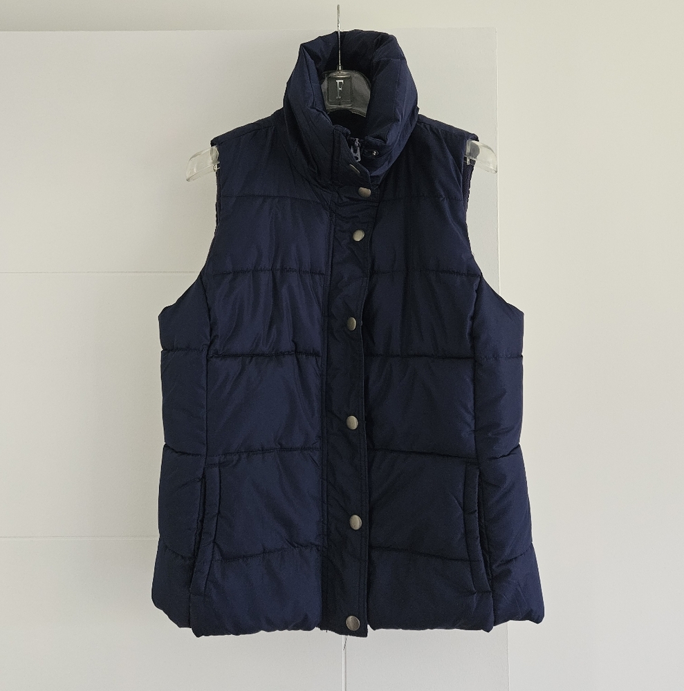Old Navy M Wmns Puffer Insulated Vest Navy Medium Fleece Lined